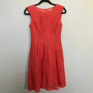 CB Red Floral Lace Print A-Line Dress